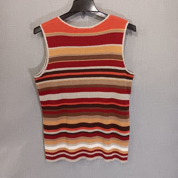 VTG White Stag Striped Crochet Knit Sweater Vest Plus 14/16W NWT 90s Cottagecore - Picture 3 of 3